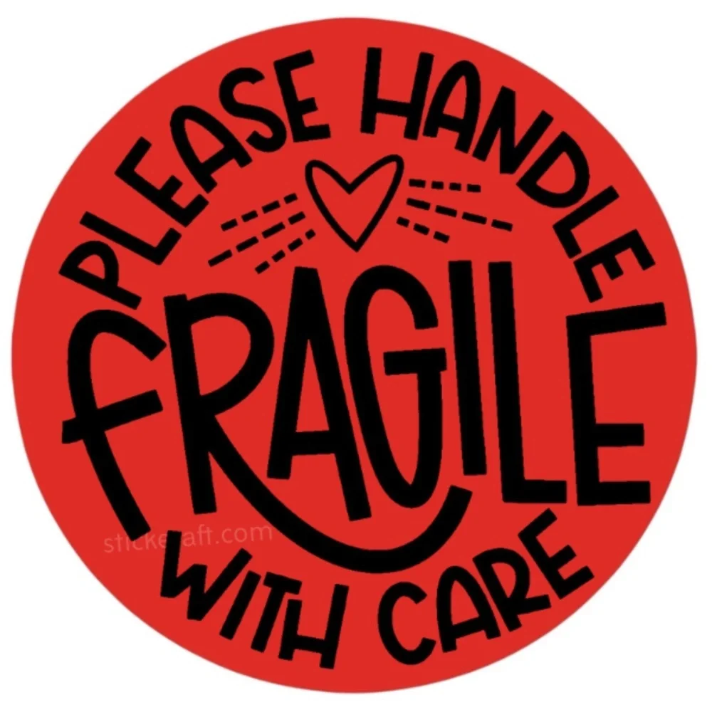 FRAGILE Handle With Care Stickers - 2” Round Shipping Labels